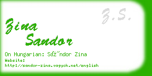 zina sandor business card